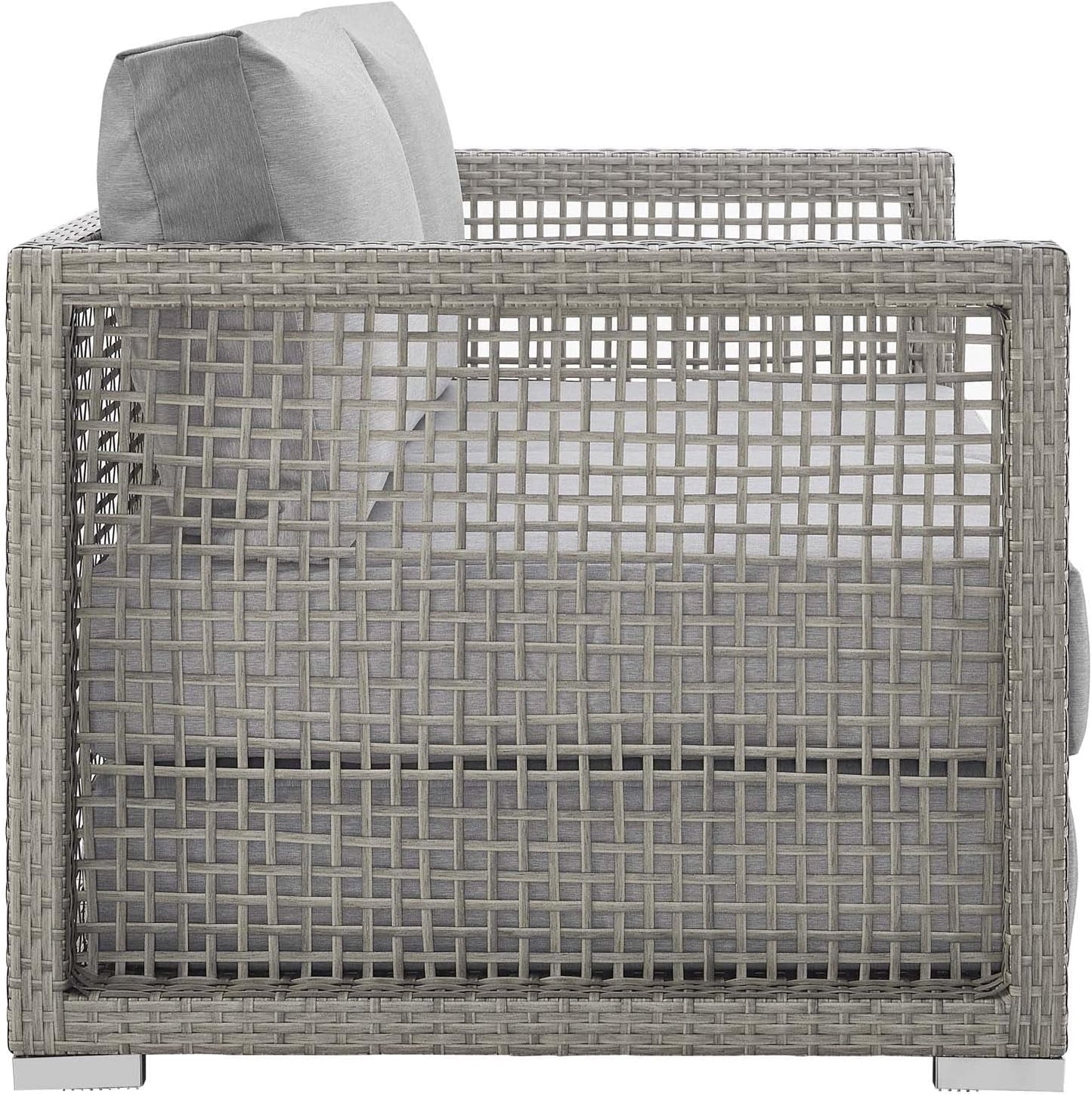 Modern Gray Wicker Rattan Loveseat for Outdoor Spaces