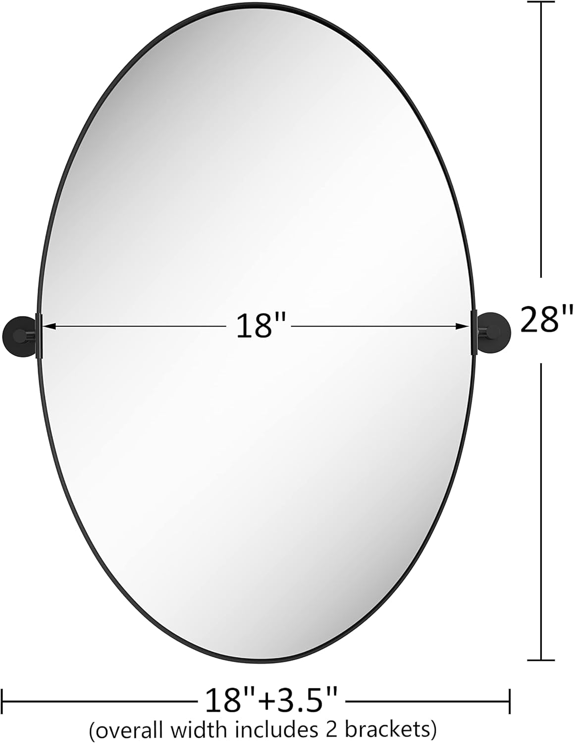 18x28 Black Oval Wall Mirror For Modern Home Decor In Bathrooms Hallways And Entryways