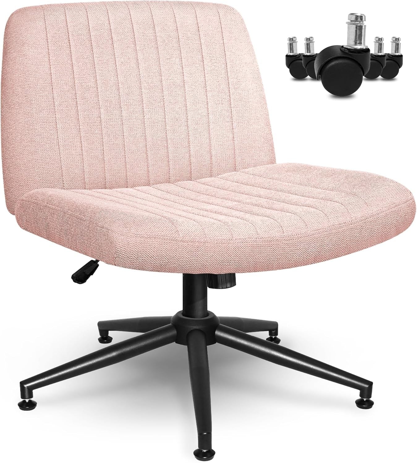 Pink Criss Cross Office Chair With Wheels Armless Swivel