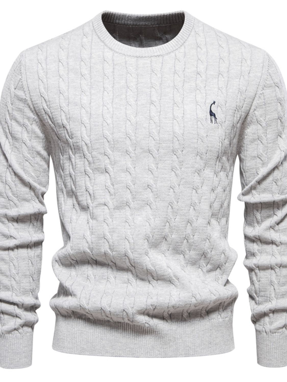 Cable-Knit Round Neck Long Sleeve Sweater