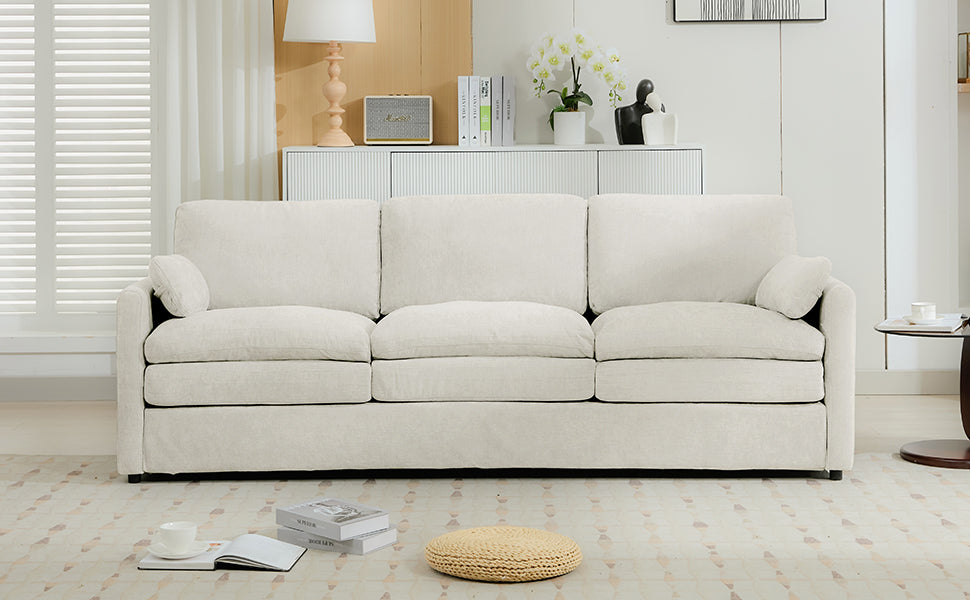 Cozy Upholstered 3-Seater Sofa with Plush Double Cushion and Ergonomic Design
