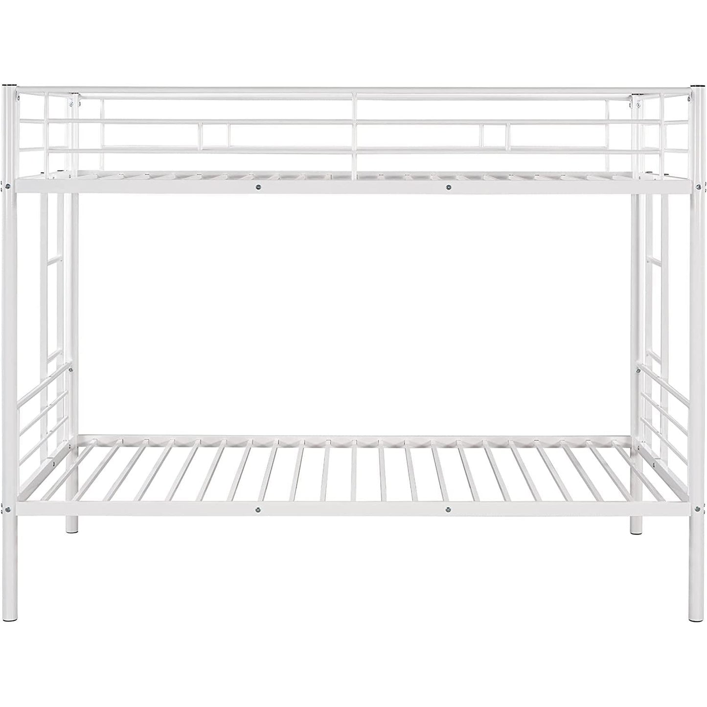 Twin Over Twin Metal Bunk Bed With 2 Ladders White