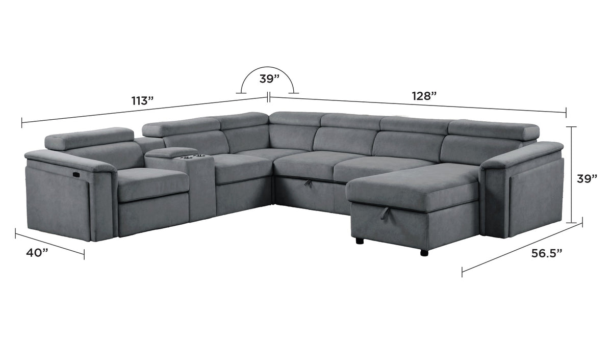 Harvey Modern Style Power Recliner Sleeper Sectional Sofa