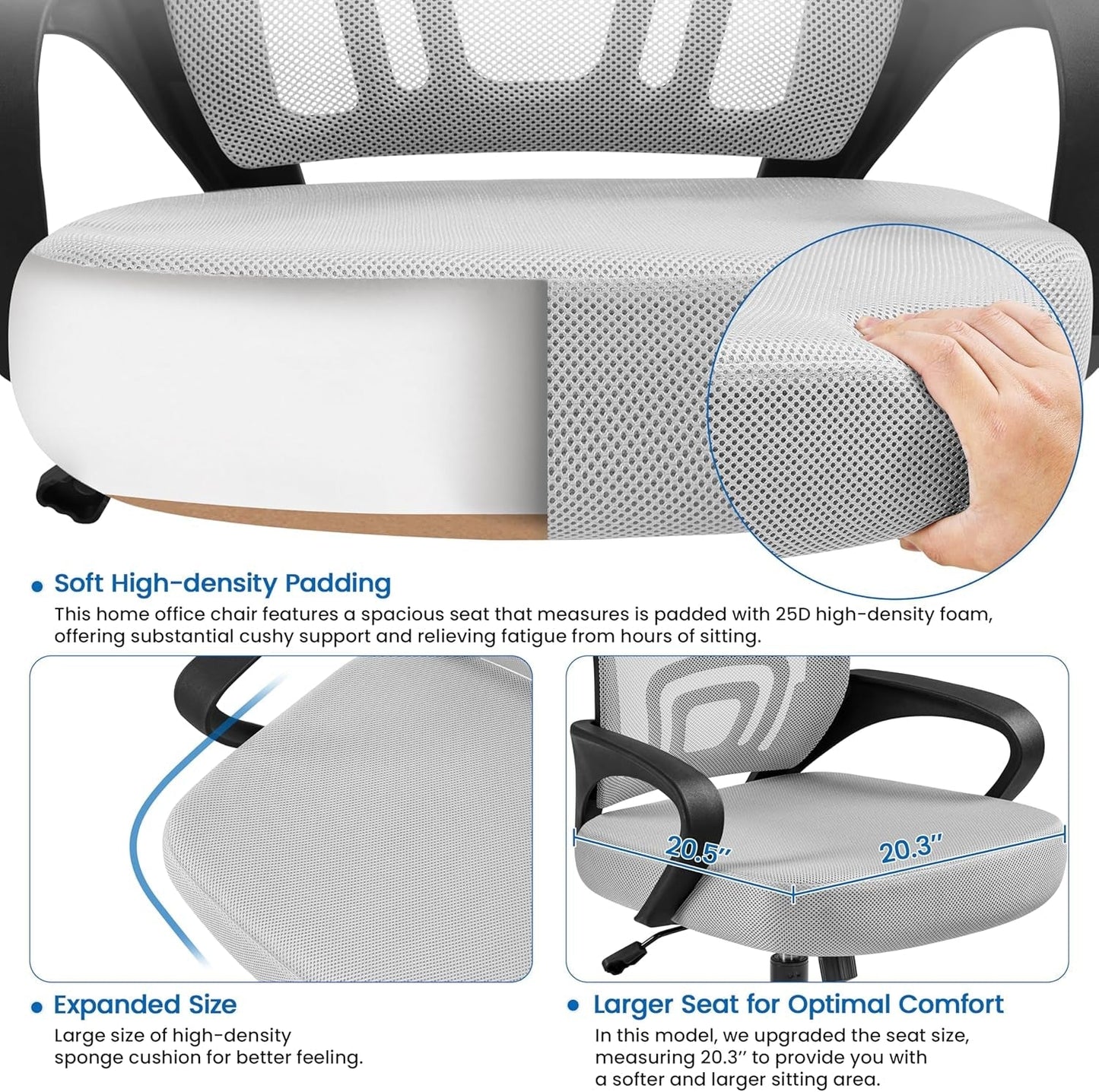 Ergonomic Mesh Office Chair With Lumbar Support Grey