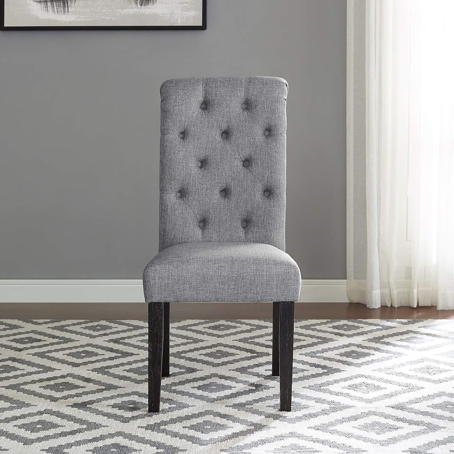 Leviton Gray Solid Wood Tufted Dining Chair Set Of 2