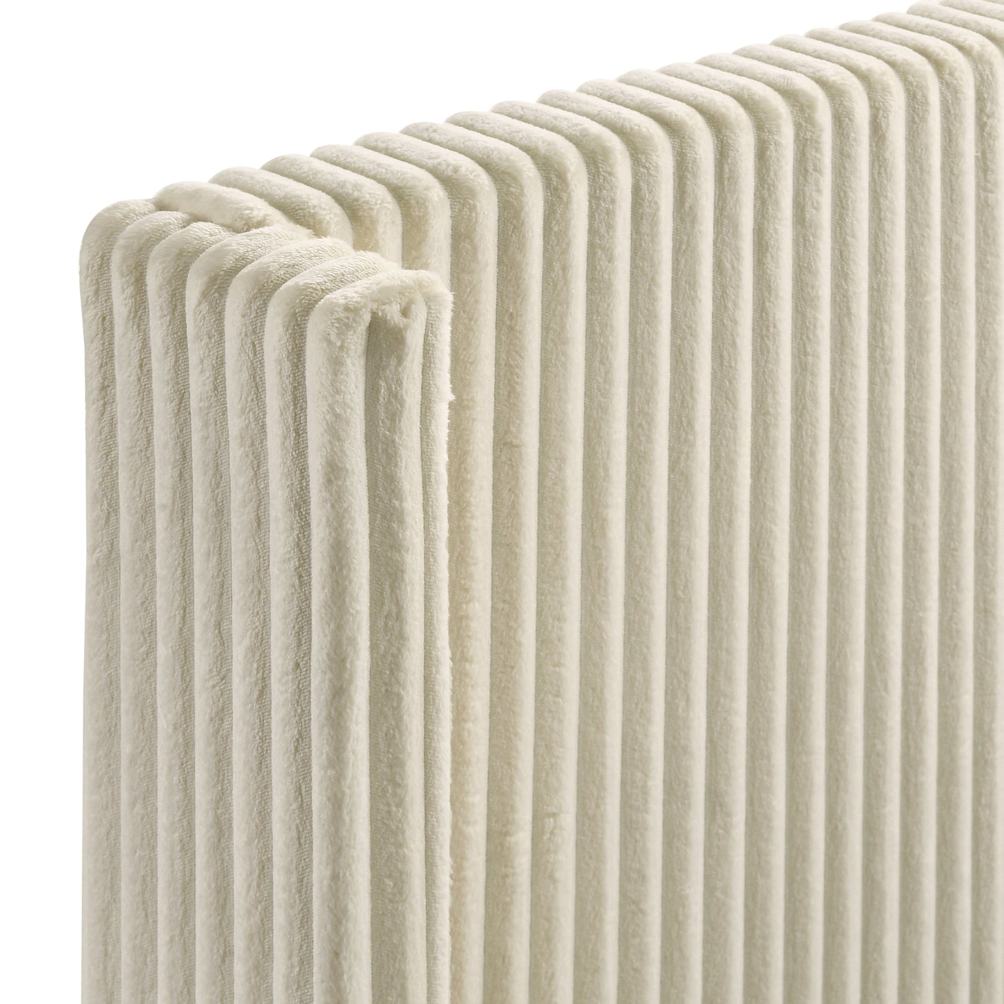 Mavela Wide Wale Corduroy Upholstery Panel King Bed with 2 Nightstands, Cream