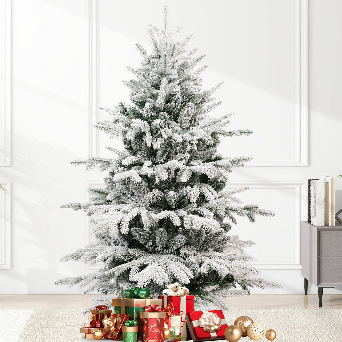8FT PE+PVC Flocked Artificial Christmas Tree
