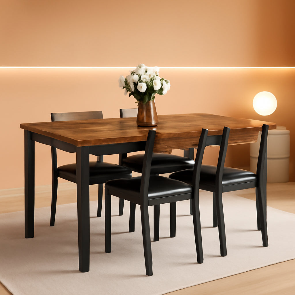 Sixty Three Inch Extendable Dining Table Set Rustic Brown