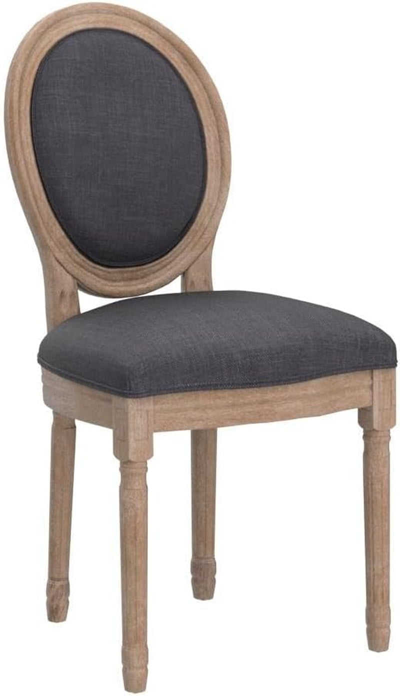 Set Of 4 French Vintage Dining Chairs Solid Wood Frame Tufted Fabric