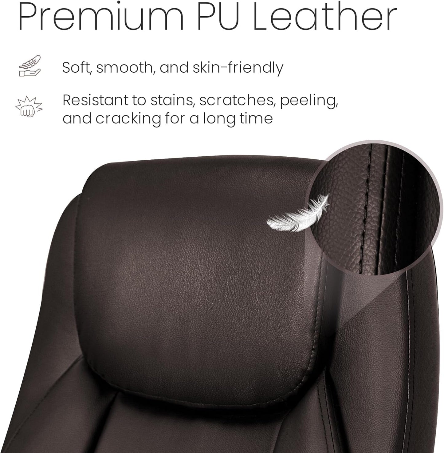 Brown PU Leather Office Chair With Adjustable Height