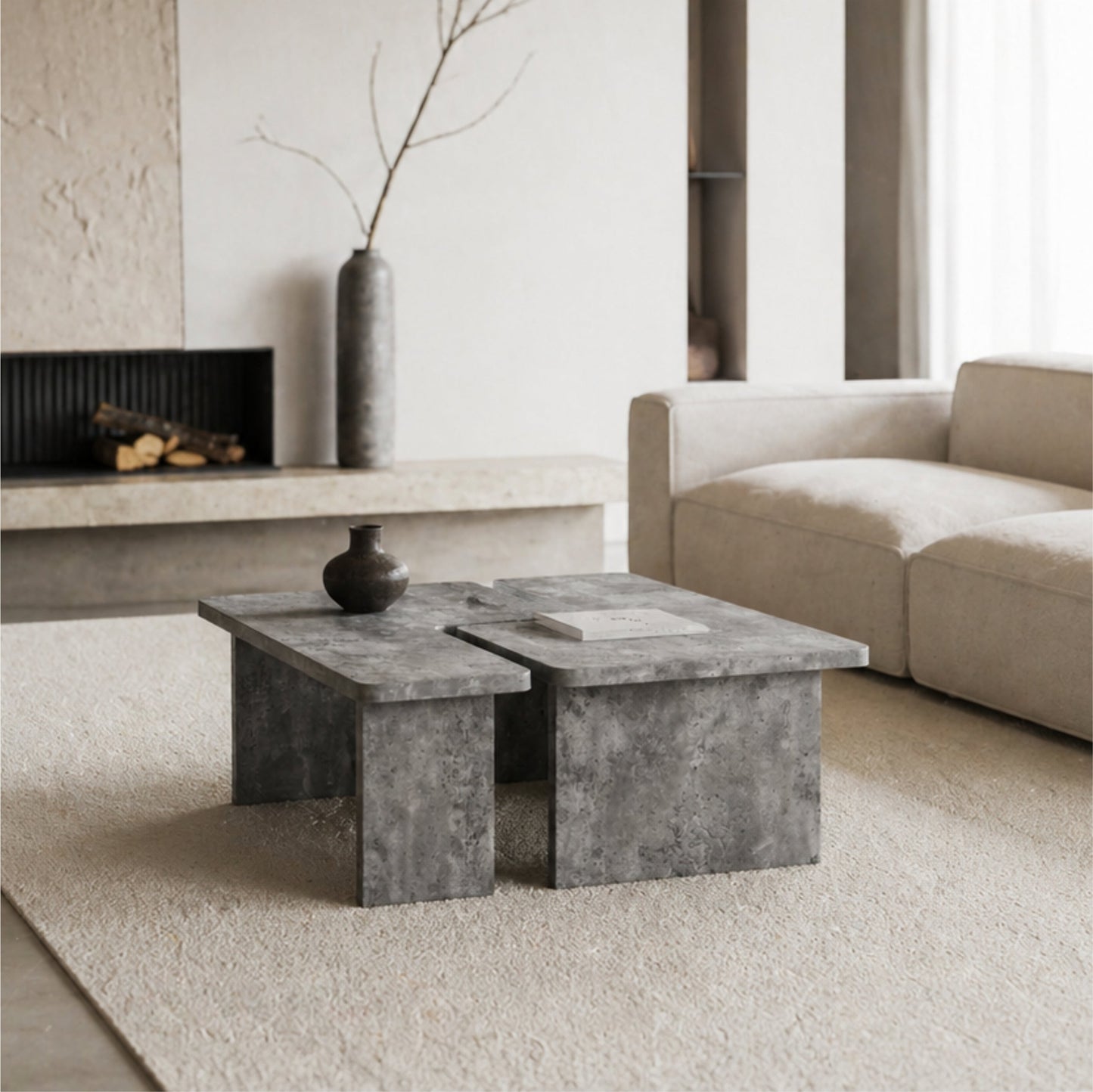 Modular Concrete Coffee Table Set of 2