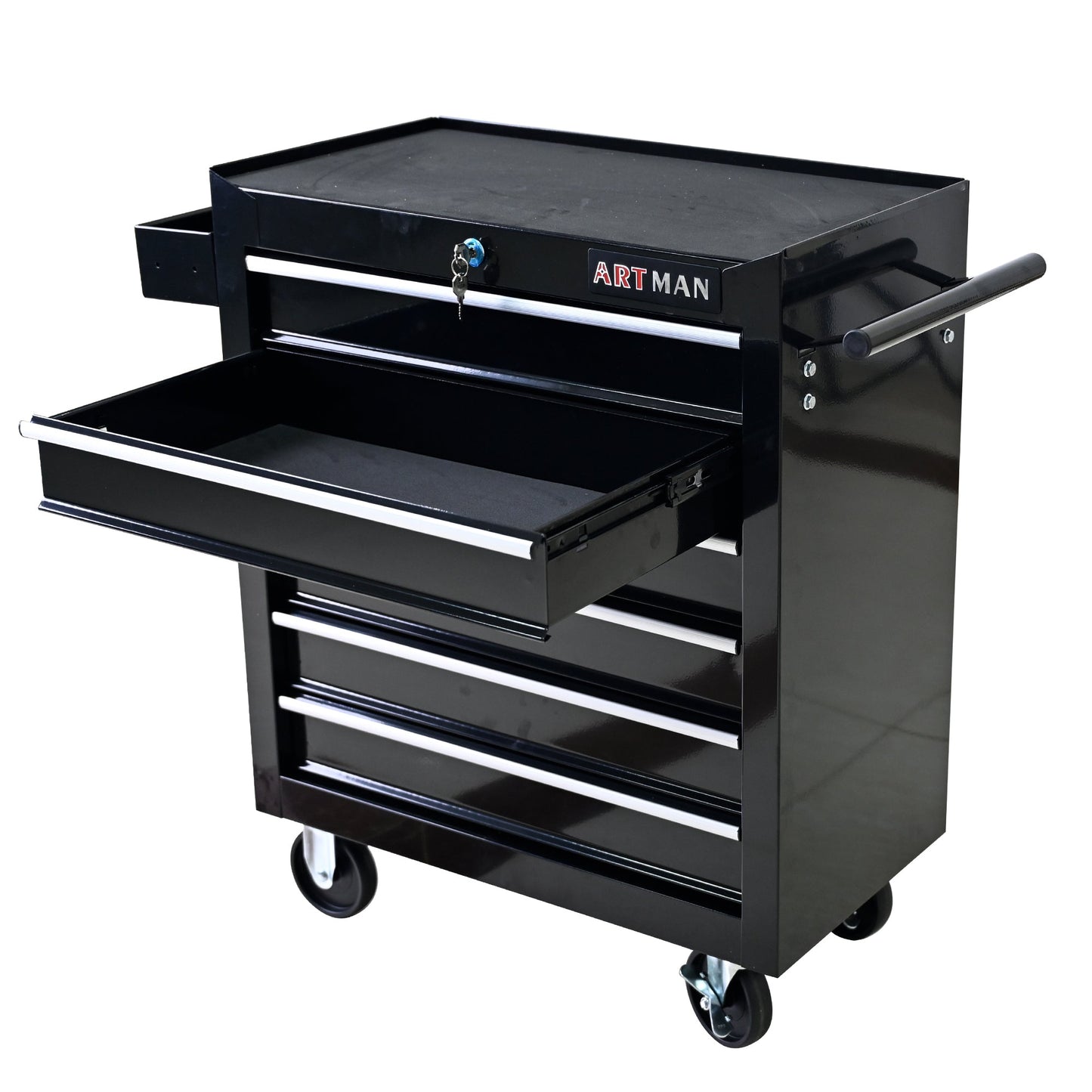 Rolling Tool Chest, 6-Drawer Tool Box with Wheels, Heavy Duty Industrial Service Cart Storage Organizer with Locking System, Rolling Tool Box Organizer Tool Case for Garage, Repair Shop - Black