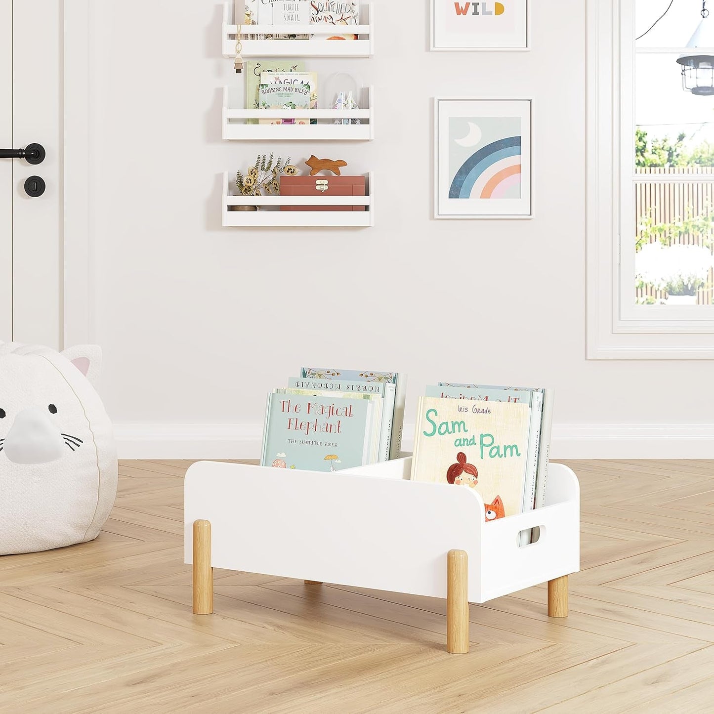 Montessori Toddler Bookshelf With Adjustable Dividers