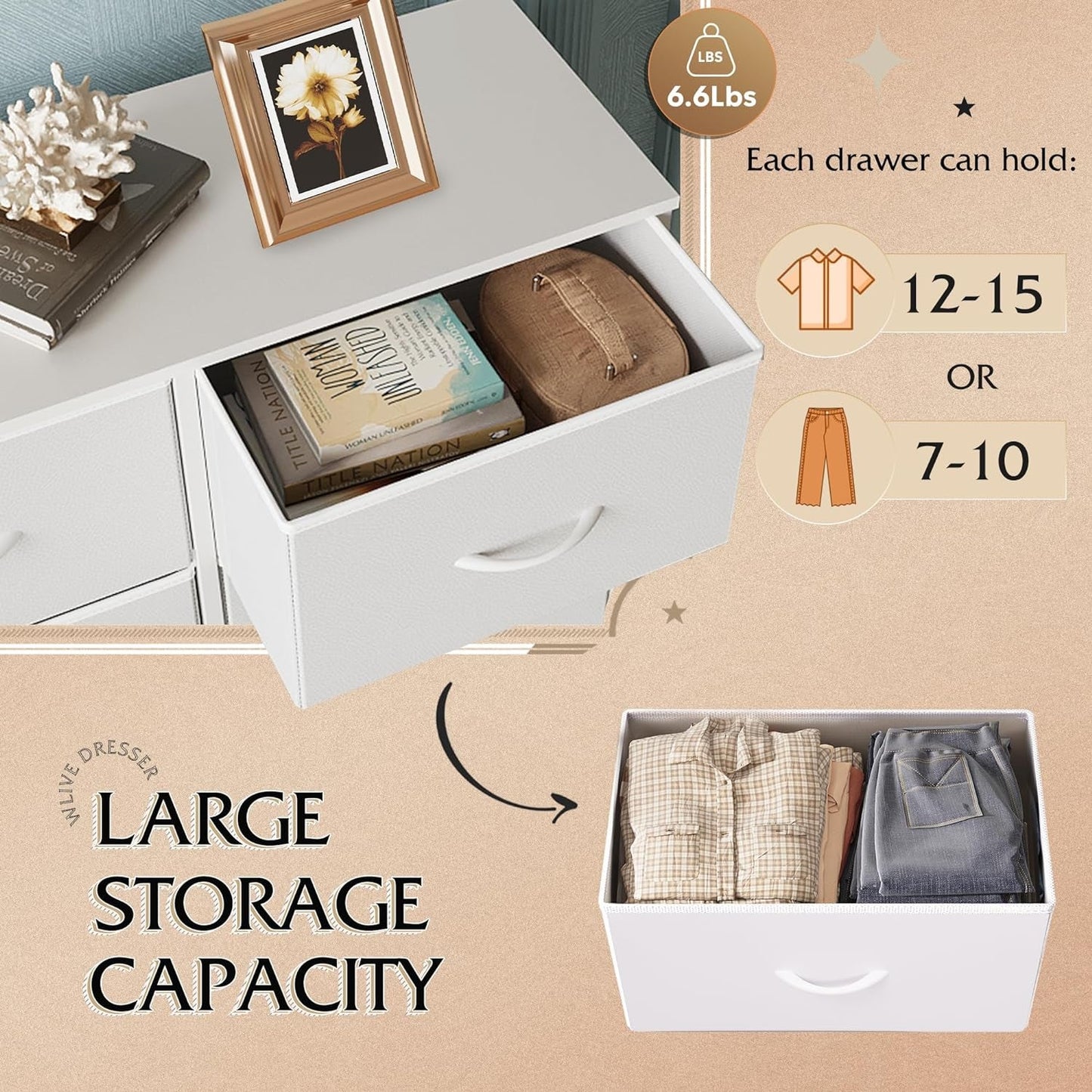 Fabric Dresser For Bedroom Tall White Modern Storage Unit