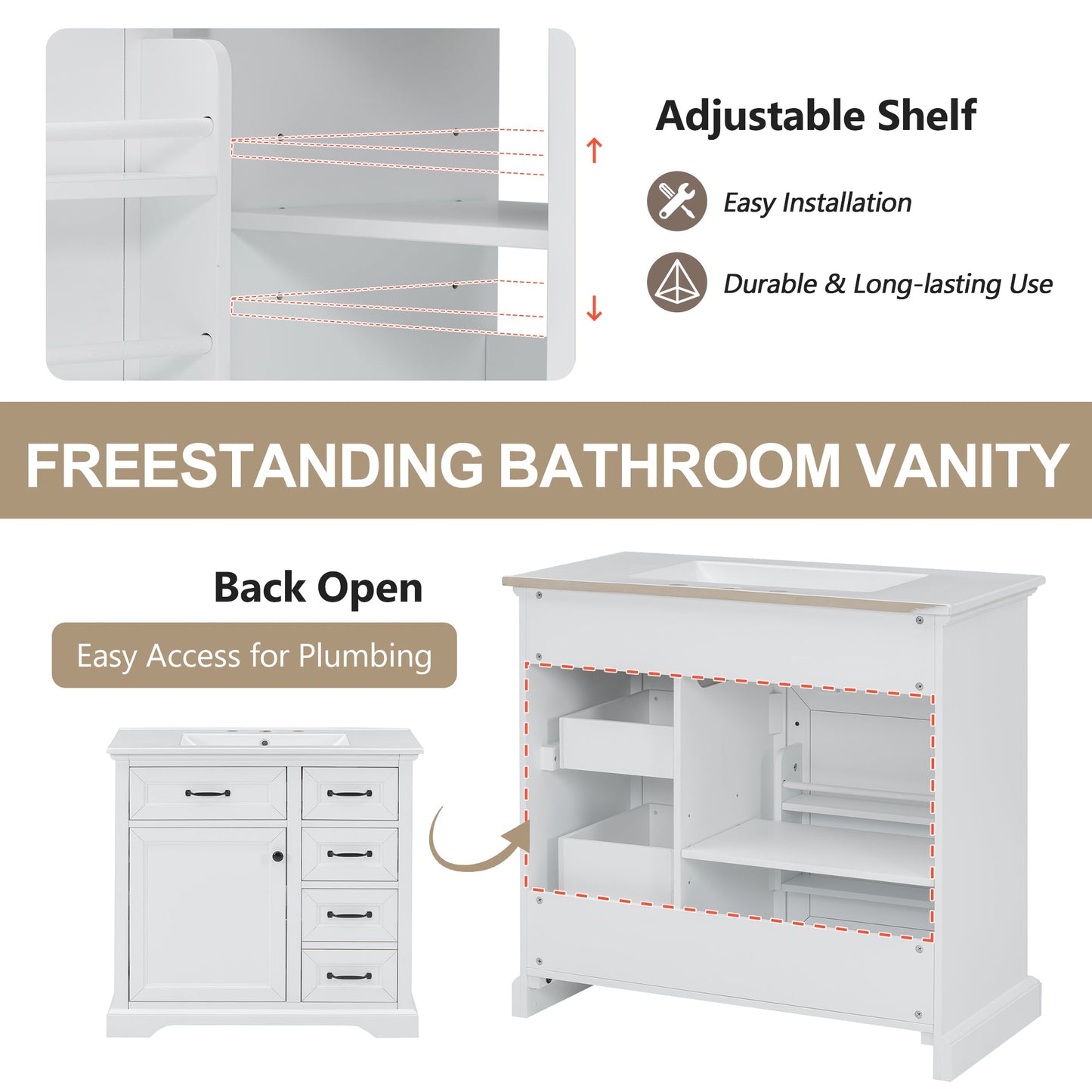 36" Bathroom Vanity with Sink