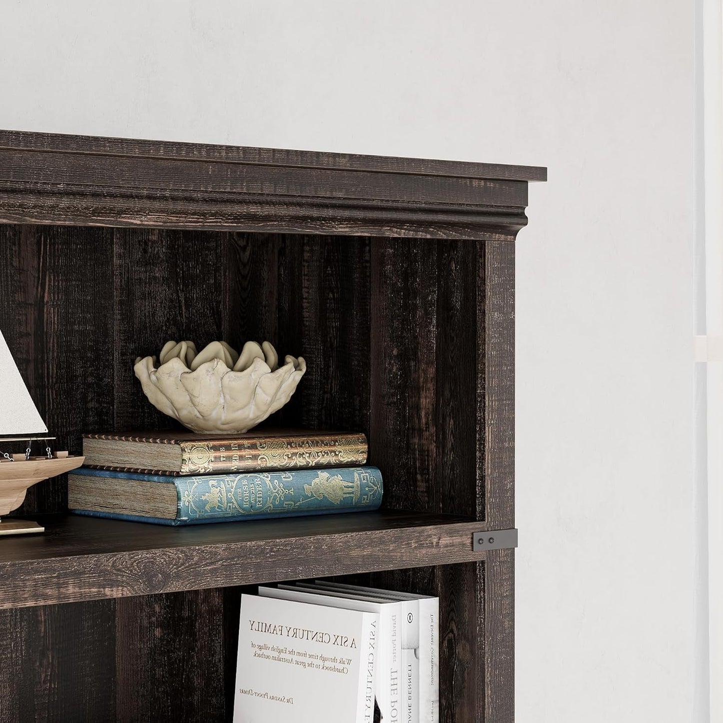 Farmhouse Cherry Bookcase 71 Inch Tall Sturdy Open Shelving