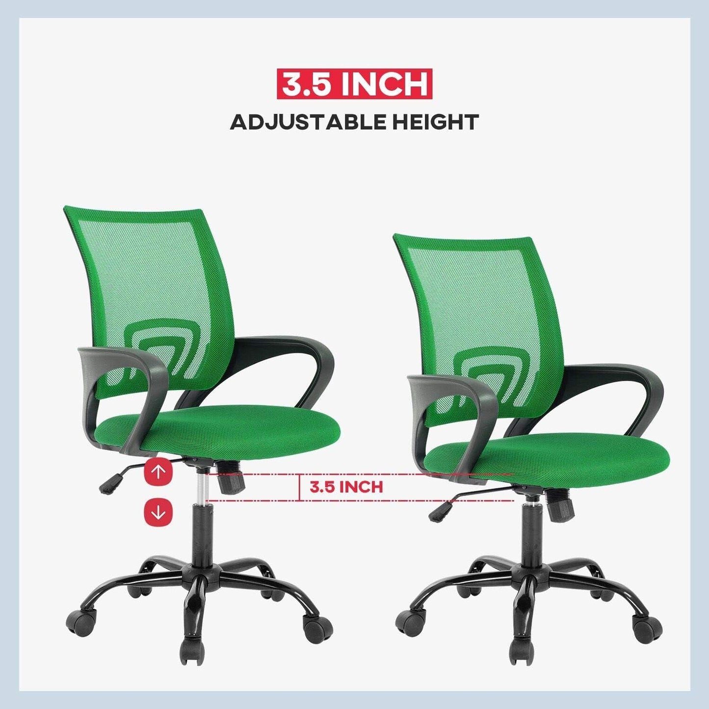 Green Ergonomic Mesh Office Chair With Lumbar Support