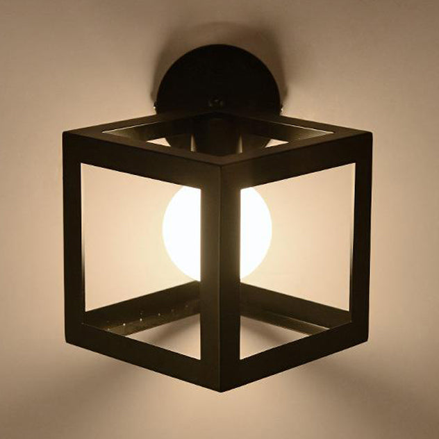 Cyrus - Industrial Chic Wall Sconce with Black Metal Cage