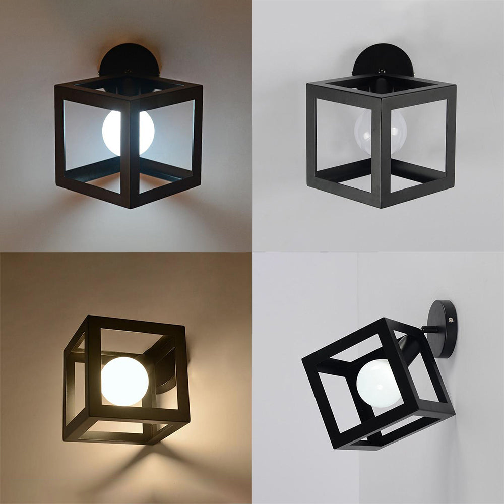Cyrus - Industrial Chic Wall Sconce with Black Metal Cage