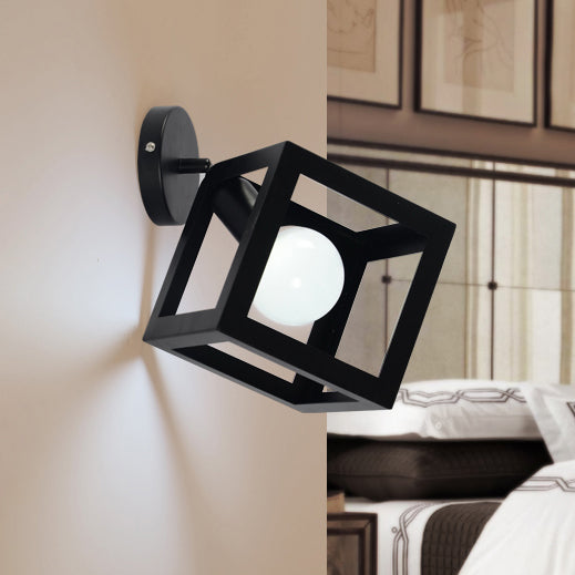 Cyrus - Industrial Chic Wall Sconce with Black Metal Cage