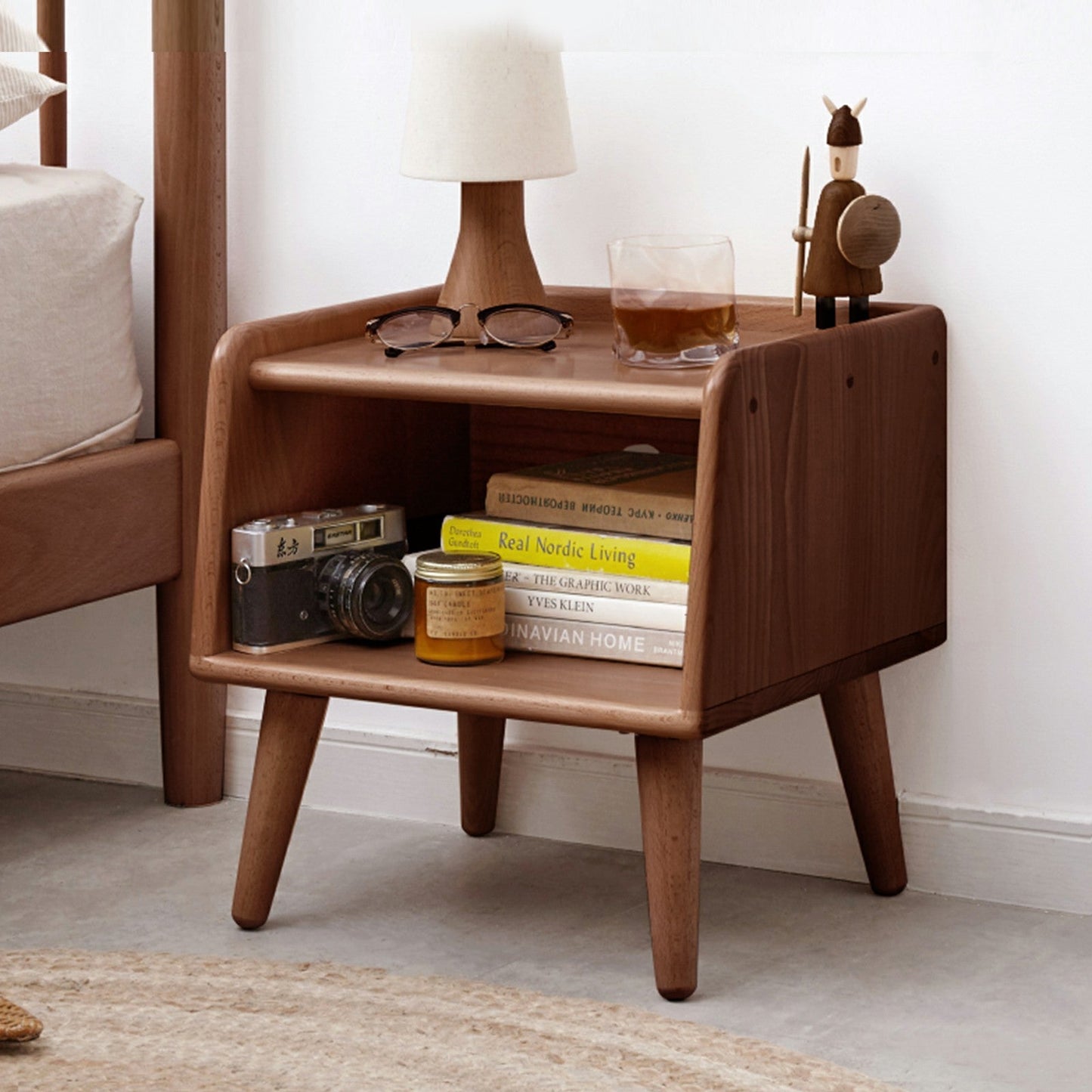 Pure Solid Wood Bedside Cabinet Modern Simple Nightstands European Beech Solid Beech Storage Cabinet Natural