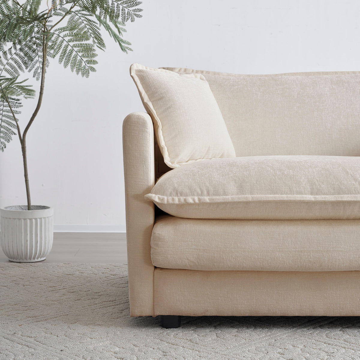 Modern Sofa Set of 3 in Light Coffee Chenille