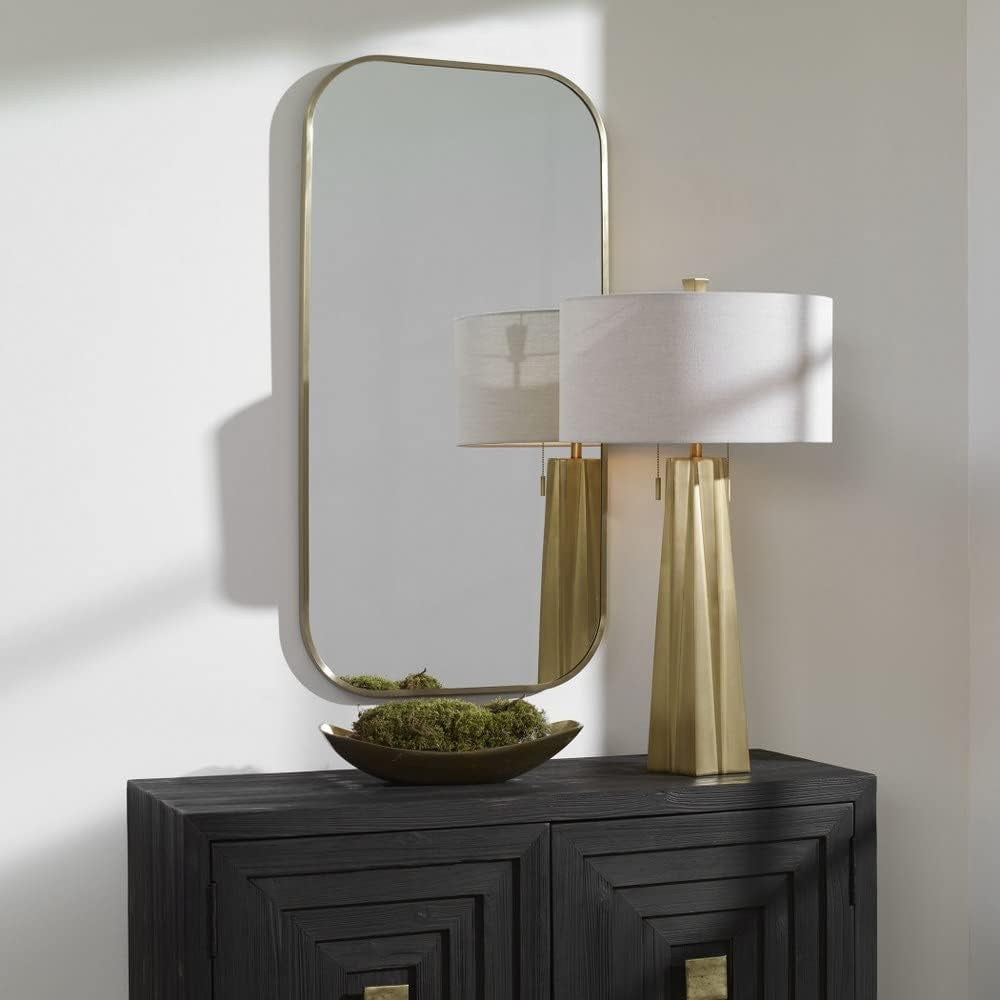 Taft 41 Inch Antique Brass Wall Mirror For Living Room