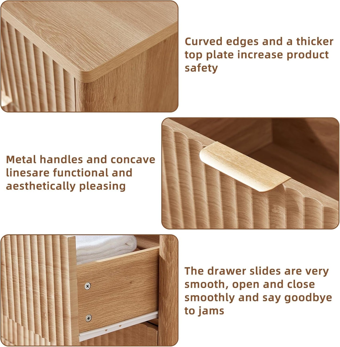 Distressed Fluted Dresser Featuring Six Drawers 42Inch