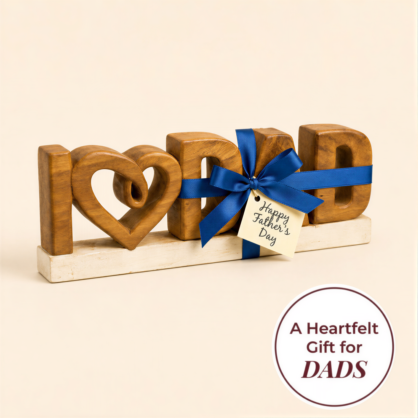 Wooden Dad Sculpture – Handmade Wood Sign | Acacia Plaque Father Day Gift