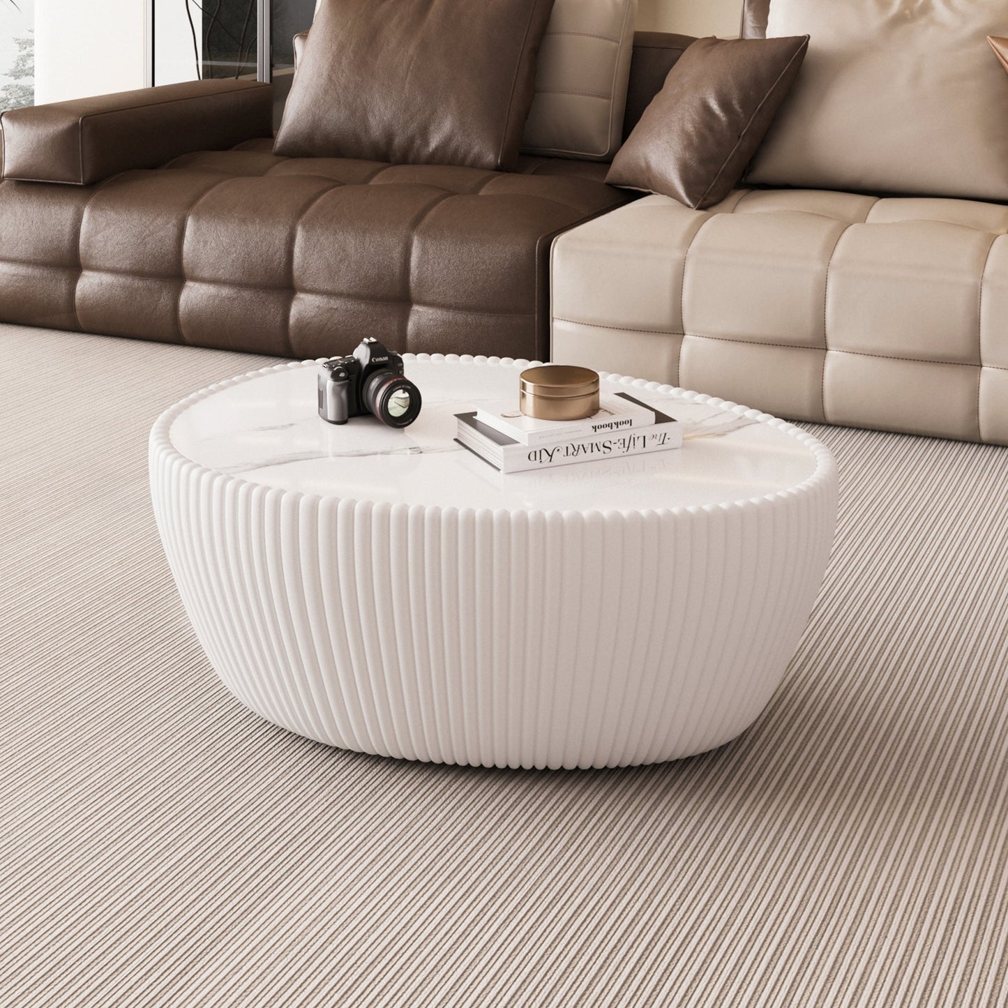 Goose Egg Shaped Coffee Table with Sintered Stone Top