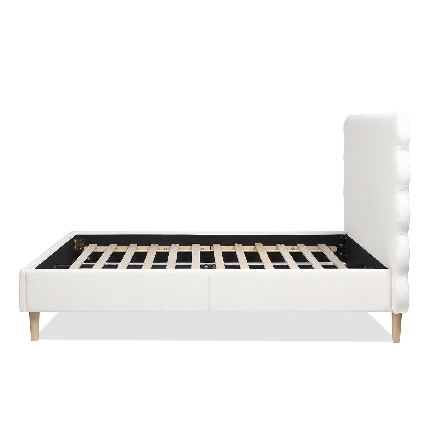 Stockholm Modern Wavy Headboard Platform Bed, Queen, Antique