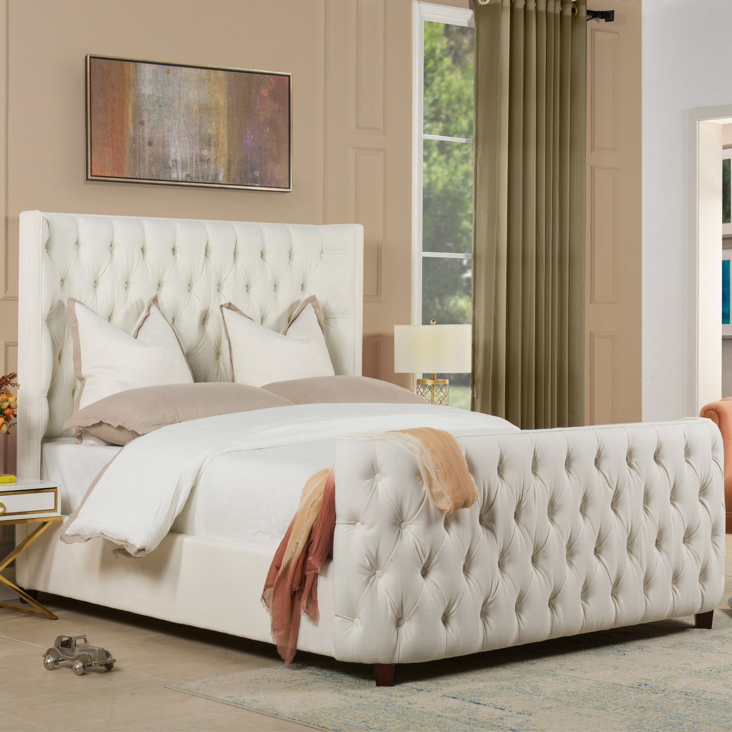 Brooklyn Queen Tufted Panel Bed Headboard and Footboard Set