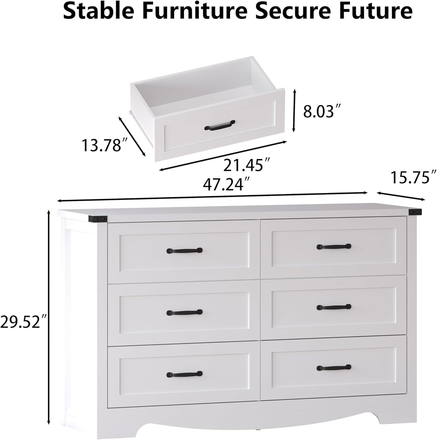 Six Drawer Dresser FortySevenInch Television Console