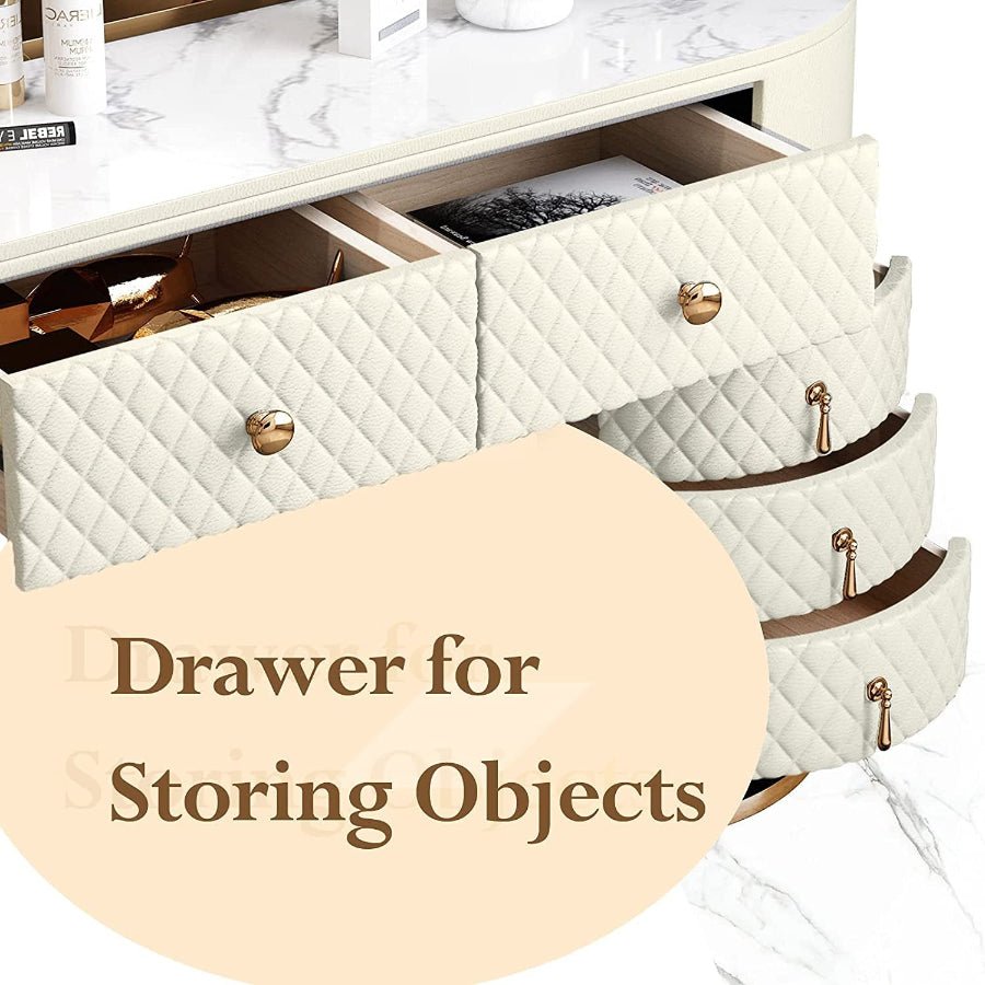 Makeup Vanity with Lights, Drawers, and Stool – Luxury Vanity Set for Women