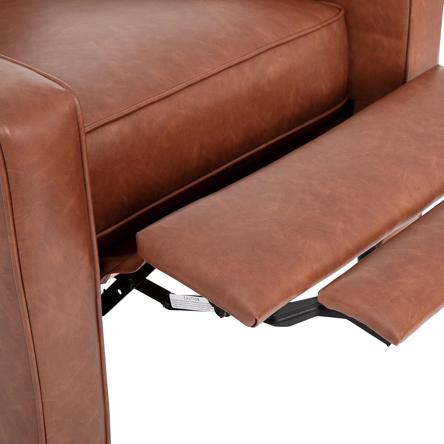 Erza Cognac Brown Leathersoft Pushback Mid Century Modern Recliner Chair