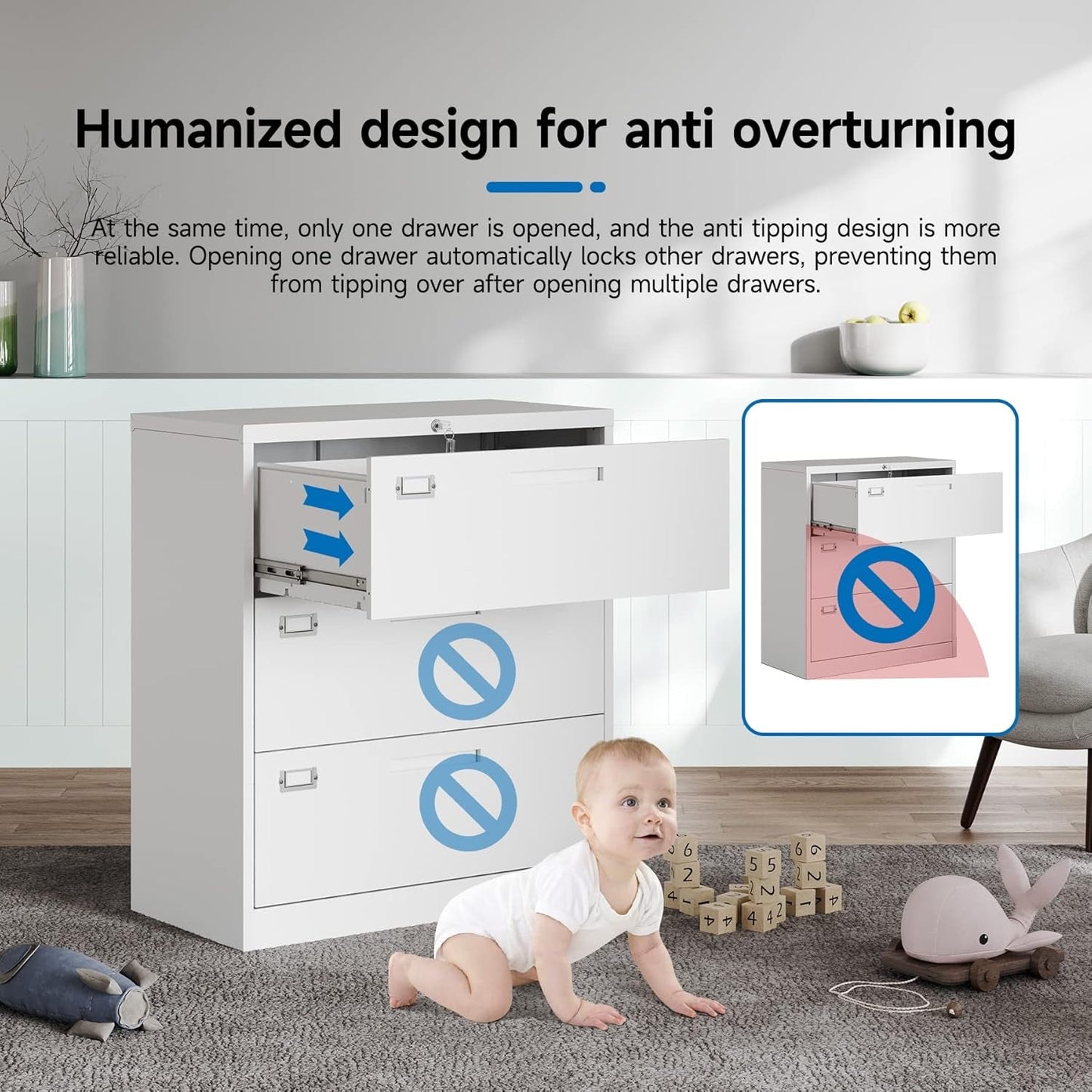 Lateral File Cabinet 3 Drawer With Lock For Office Use