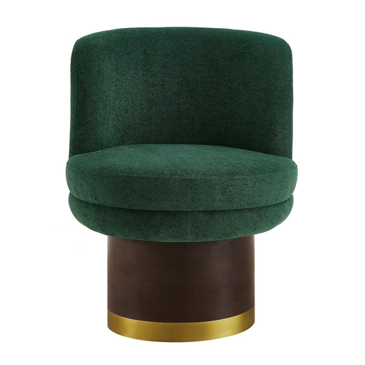 Round Swivel Accent Chair With Ergonomic Backrest For Living Room