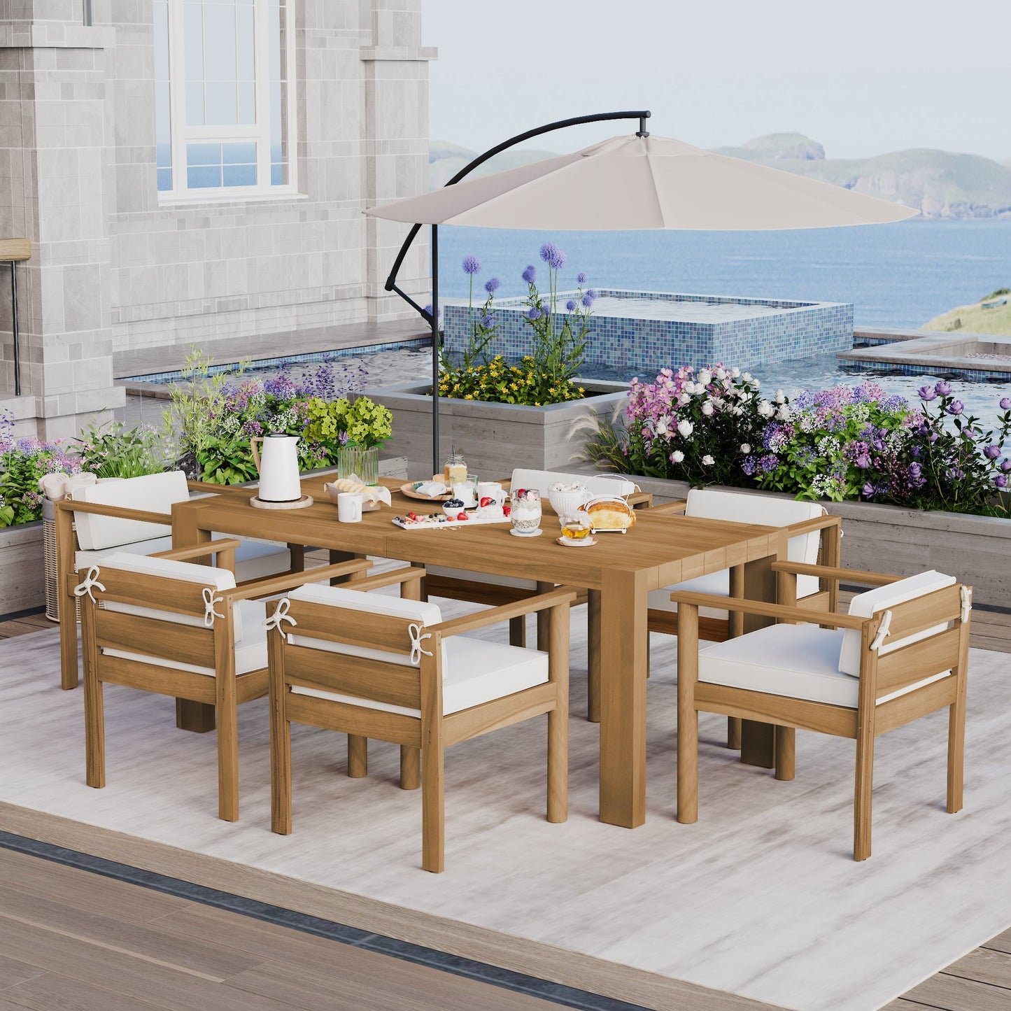 TREXM 7-Piece Patio Dining Table Set for 6