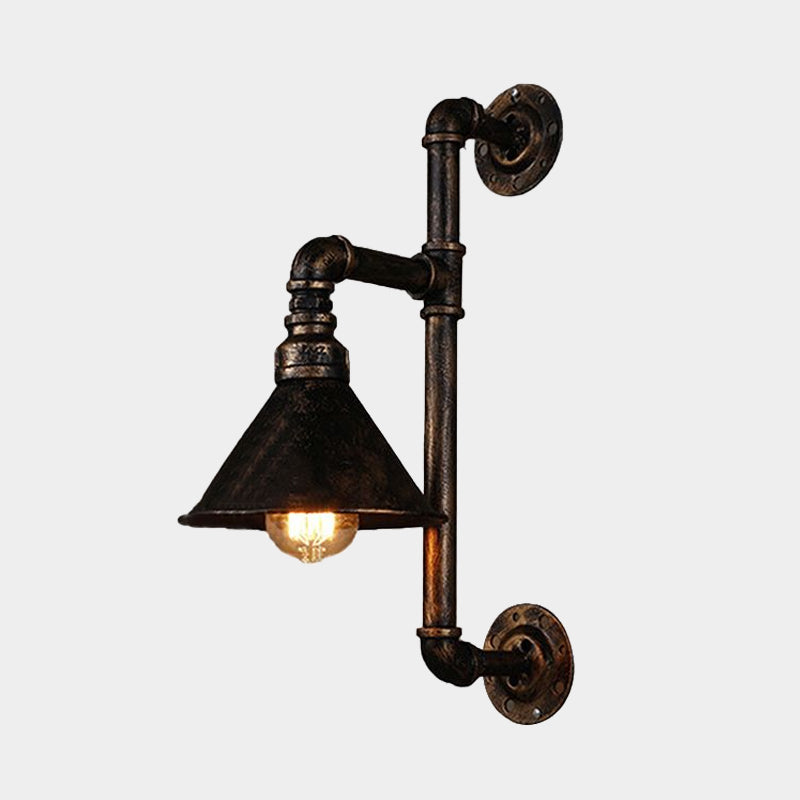 Watson - Rustic Industrial Wall Sconce with Dark Rust Finish (1-Light)