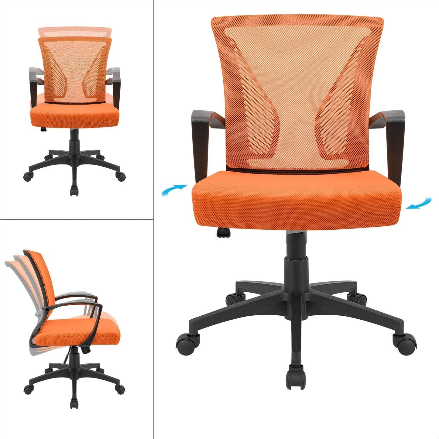 Orange Mesh Office Chair With Ergonomic Lumbar Support