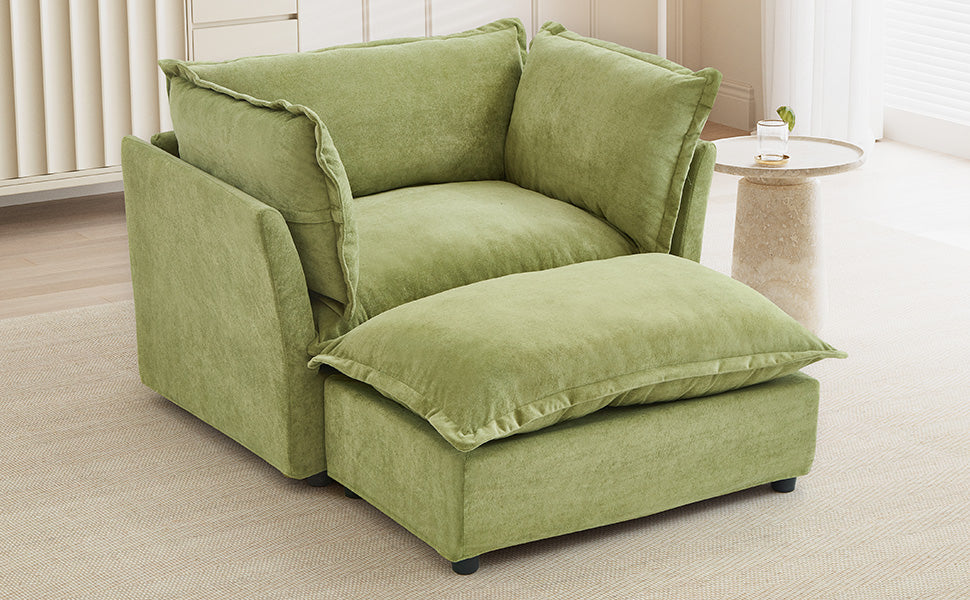 Modern Armchair Sofa with Movable Ottoman