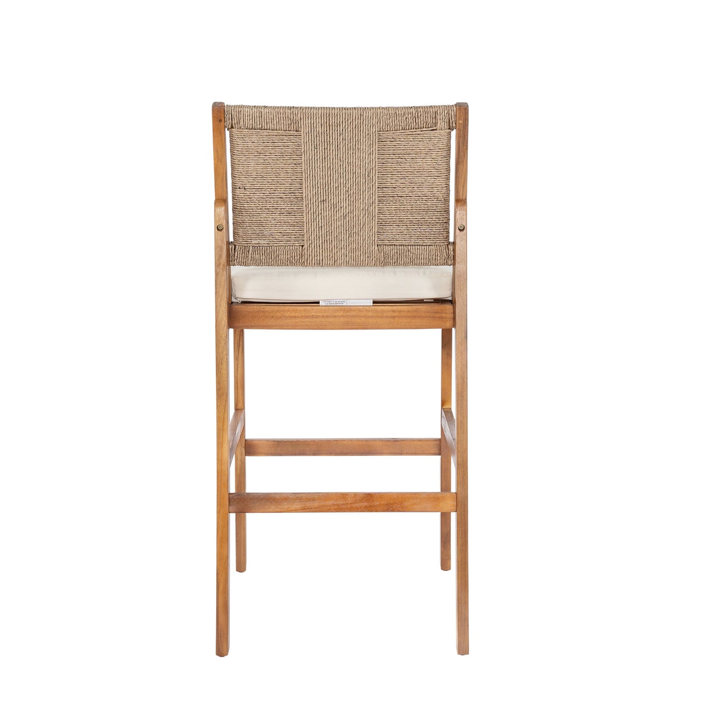 4 Pieces Natural Outdoor Bar Stool Solid Acacia Wood and Woven Wicker