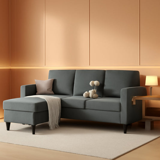 Dark Grey Convertible Sectional Sofa With Storage Ottoman