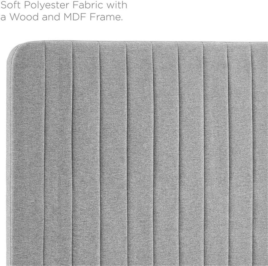 Channel Tufted Light Gray King Headboard With Foam Padding