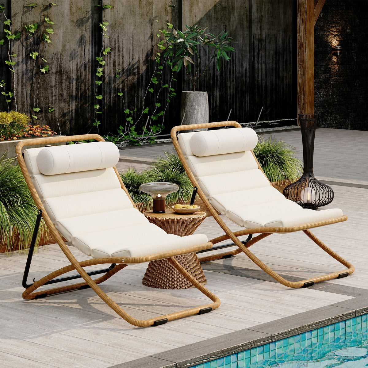TREXM 2-Pieces Outdoor Folding Chair Set