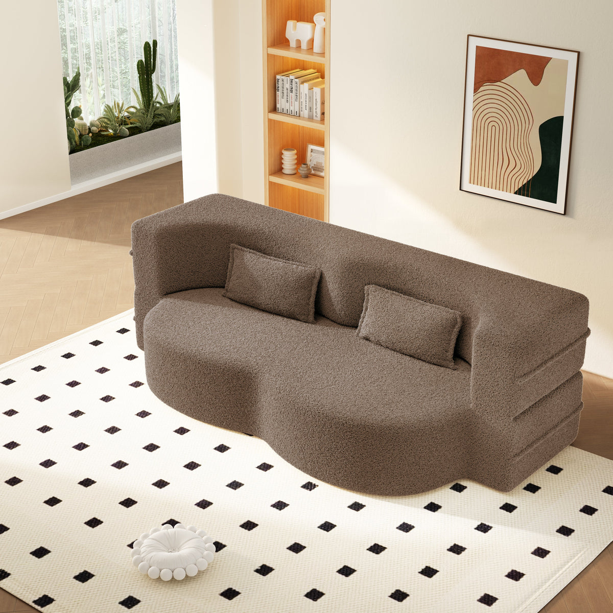 Modern Floor Sofa with 2 Pillows