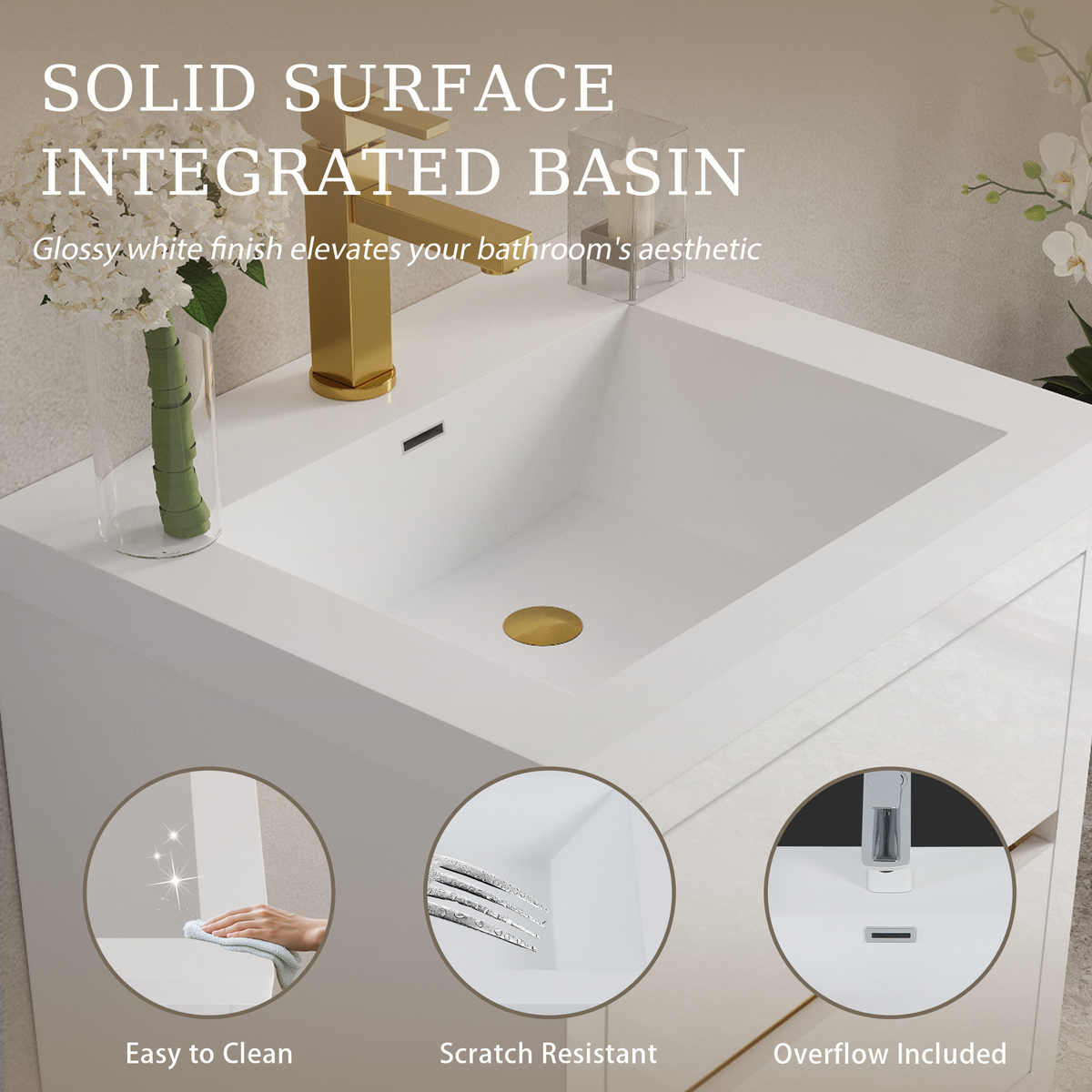 24" Wall-Mounted Bathroom Vanity with Sink