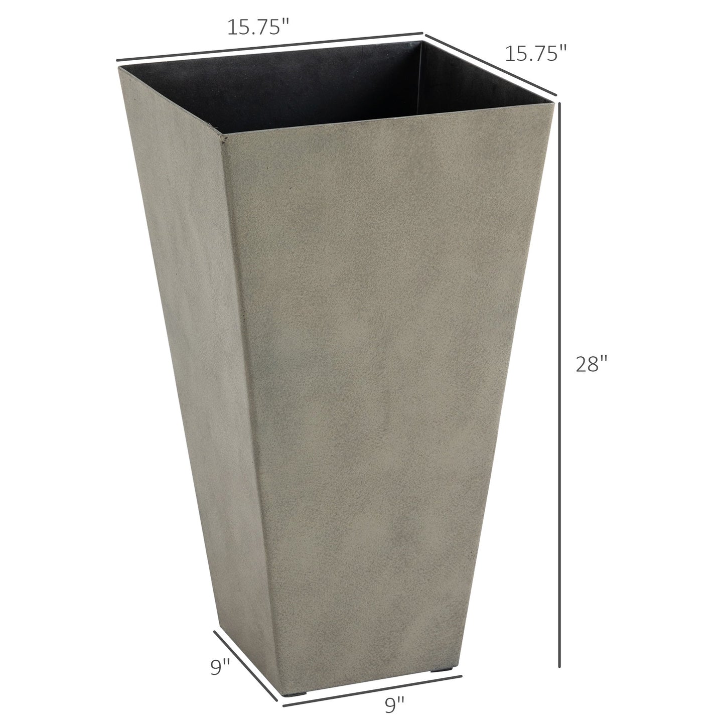 Outsunny Set of 3 Tall Planters with Drainage Hole, 28' Outdoor Flower Pots, Indoor Planters for Porch Patio and Deck, Gray