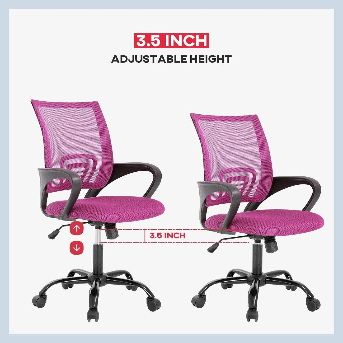 Pink Mesh Executive Office Chair With Lumbar Support