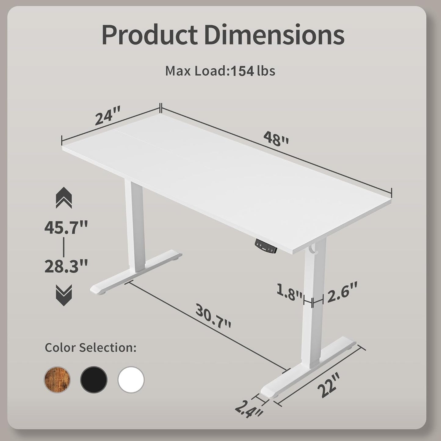 Electric Standing Desk 48x24 Height Adjustable Unit
